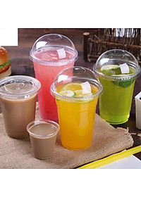 100 LY CỐC NHỰA CÓ LẮP CẦU ly cốc nhựa có nắp cầu loại 400ml & 500 ml , cốc nhựa dùng 1 lần, đựng cafe, trà sữa...