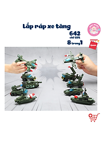 Đồ chơi lắp ráp xếp hình 8 trong 1 chủ đề quân sự Qman 42301 - Xe tăng quân sự (642 chi tiết)