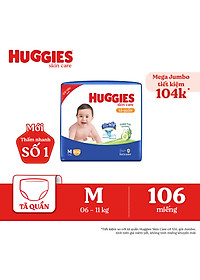 Tã/bỉm quần Huggies Skin Care Mega Jumbo M106 miếng với tràm trà dịu da