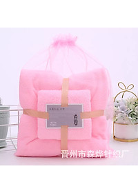 Khăn Tắm, Khăn Mặt, Combo 2 Khăn Lông Cừu Kích Thước 70cm x 140cm, 35cm x 75cm, Tiêu Chuẩn Hàn Quốc Sêu Mềm Mịn, An Toàn Cho Da - Chính hãng 