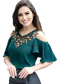 Áo trễ vai nữ thiêu hoa dành cho người mập