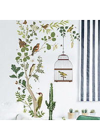 Sticker Giấy Dán Tường Decal Dán tường Tranh Dán Tường Trang Trí Tường Mẫu Đàn Chim Làm Tổ ZH-1013