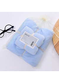Khăn Tắm, Khăn Mặt, Combo 2 Khăn Lông Cừu Kích Thước 70cm x 140cm, 35cm x 75cm, Tiêu Chuẩn Hàn Quốc Sêu Mềm Mịn, An Toàn Cho Da - Chính hãng 
