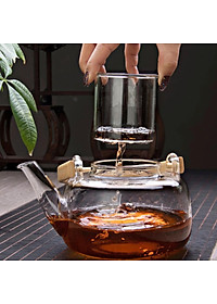 Ấm pha trà thủy tinh quai gỗ 900ml - ANTH682