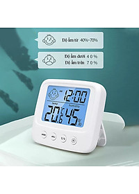 Nhiệt kế đo độ ẩm, máy đo nhiệt độ phòng cho bé - Nhiệt Ẩm Kế Điện Tử 3 Trong 1 - Thương hiệu RiBi - Hàng Chính Hãng