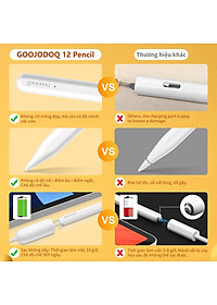 [HÀNG CHÍNH HÃNG GOOJODOQ] CD3240 - Bút Cảm Ứng GD12 Cho IPad Với Tính Năng Chống Tì Tay - Sạc Không Dây Dành Cho "Ipad Air 3 2019 Pro 11 Pro 12.9 Ipad mini 5 Ipad 10.2 iPad 2018 & 2019 & 2020 Không phù hợp với iPad 2017 2016 2015"