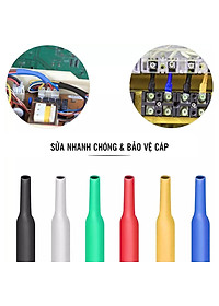 Bộ Ống Gen Co Nhiệt Thu Hẹp Nhiều Màu Đủ Size Kích Thước Giúp Cách Điện Bảo Vệ Dây Cáp (Chất Liệu PE Polyolefin) Giúp Sửa Chữa Dây Điện Nhanh Chóng - Hàng Nhập Khẩu