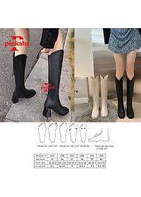 Bốt Đùi Nữ Da Lì Trắng Đen Thời Trang Khoá Sau Ulzzang Siêu Hót Cao Cổ Giày Boot Xinh