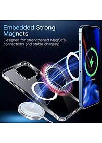 Ốp lưng chống sốc cho iPhone 12 / 12 Pro / 12 Pro Max hiệu HOTCASE sạc từ tính nam châm magnetic trong suốt - trang bị đệm khi 4 góc, Viền TPU chống sốc, lưng PC chống ố vàng - Hàng nhập khẩu