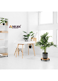 Đế Kê Chậu Cây Có Bánh Xe ANKAN, R30cm Làm Giá Đỡ Kệ Hoa Cây Cảnh, Màu Vàng Nắng, Chịu Tải 120Kg