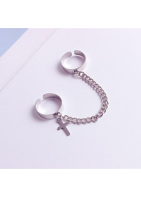 Nhẫn nam nữ hình chữ thập phong cách hip hop thời trang Hàn Quốc