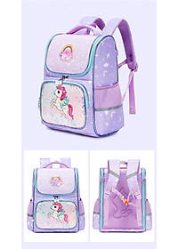 Balo chống gù cho bé gái đi học cặp sách học sinh tiểu học form hộp vải chống nước bền đẹp 63201