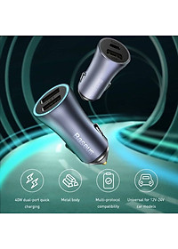 Tẩu củ sạc nhanh 40W cổng PD type c và USB hiệu Baseus Goldern Contactor  Pro đa năng cho xe hơi / xe ô tô trang bị LED đổi màu, Quick Charge 3.0 / Quick Chagre 4.0, PD 3.0, smartchip BPS 2.0 - Hàng nhập khẩu