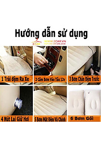 Đệm hơi ô tô, nêm hơi cho xe ô tô cao cấp, loại dày dặn, Tặng kèm bơm điện 2 gối và miếng vá dự phòng