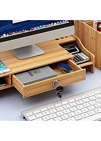 Kệ để máy tính đa năng Z08-2 NASI kệ màn hình máy tính để bàn bằng gỗ cứng chắc có hộc cất bàn phím ngăn kéo hộc để tài liệu văn phòng phẩm