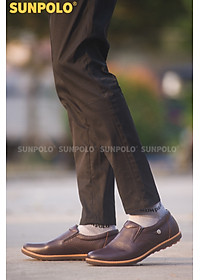 Giày Mọi Nam Da Bò SUNPOLO SUMU01 - Nâu