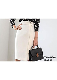 Chân váy công sở NEW DESIGN dáng midi dài qua gối sang trọng vải kaki thun co giãn