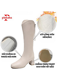 Bốt Đùi Nữ Da Lì Trắng Đen Thời Trang Khoá Sau Ulzzang Siêu Hót Cao Cổ Giày Boot Xinh