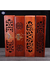 Hộp đựng đũa gỗ hương đỏ - đục khắc tinh tế (CTH745) Sang trọng - Đựng đũa sang trọng làm quà tặng