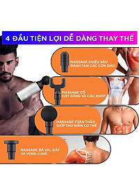 Máy Massage 4 Đầu 6 Chế Độ Fascial, Súng Massage Giảm Căng Cơ, Trị Nhức Mỏi Vai Gáy Hiệu Quả - HÀNG CHÍNH HÃNG MINIIN