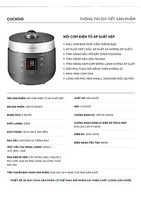 Nồi cơm điện tử áp suất kép Cuckoo 1.08L CRP-ST0610FG - Lòng nồi phủ men Xwall độc quyền - Bảng điều khiển thông minh - Nhiều chế độ nấu ăn - Sản xuất tại Hàn- Hàng chính hãng Cuckoovina Quốc- Chính hàng Cuckoovina