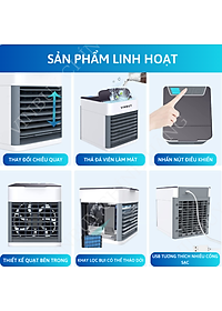Quạt điều hòa mini hơi nước làm mát không khí nhỏ gọn để bàn, nhiều chế độ làm mát, có khay chứa đá, công suất lớn, quạt êm không gây tiếng ồn - Hàng chính hãng - VinBuy