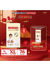 Tã quần Huggies Skin Perfect Mega Jumbo XL72+4 miếng với 2 vùng thấm giảm kích ứng da