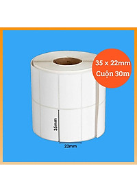 Giấy in tem, in mã vạch nhiệt 2 tem khổ 70x22mm (35x22) 2000 tem