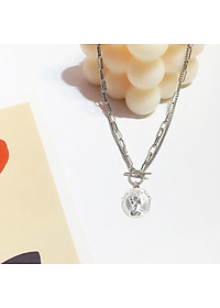 Vòng cổ dây chuyền nam nữ 2 lớp titan thời trang cá tính