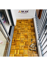 Combo 9 Ván Sàn Gỗ Tự Nhiên Màu Nâu Vàng, Vỉ Gỗ Lót Sàn Ban Công, Sân Vườn, Hồ Bơi, Phòng Spa, Siêu Bền, Chịu Nước Tốt, Chống Trơn Trượt, Tiêu Chuẩn Xuất Khẩu