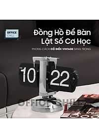 Đồng Hồ Để Bàn lật số cơ học Auto Flip Clock Retro Mac Setup Đồng hồ phong cách vintage cổ điển Sang Trọng chất liệu thép không gỉ