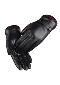 Găng tay nam mùa đông lót nỉ lông ấm áp lòng bàn tay chống trượt, cảm ứng điện thoại GTN2