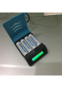 Bộ 4 pin sạc AA Beston dung lượng cao 3300mAh và sạc nhanh có màn LCD hiển thị thông số từng viên Pin sạc dùng micro không dây, máy ảnh, đồng hồ treo tường - Hàng nhập khẩu