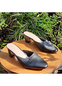 Giày sục da thật nữ hở gót cao cấp thời trang 21227