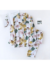 Đồ Bộ Nữ Dài Tay, Pijama Mặc Nhà Cho Nữ Bigsize Azuno BN2111 Chất Liệu Cotton Lụa Có Thể Mặc Mùa Hè