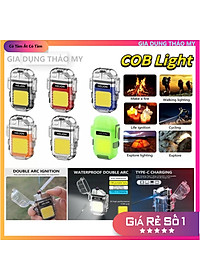 Bật lửa điện độc lạ sạc pin công nghệ điện tử tạo 4 tia plasma chống gió có đèn led chống nước