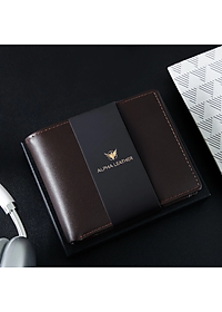 Bóp nam da bò - Ví da Nappa cao cấp tặng kèm hộp và túi sang trọng - Alpha 001