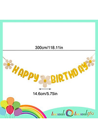 Dây chữ Happy Birthday hoa cúc vải nỉ trang trí sinh nhật