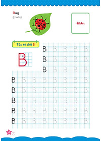 Sách Cùng Khủng Long Tập Viết Chữ Cơ Bản - Chữ Cái Tiếng Anh Viết Hoa - Quyển 4 - Sticker Bé Gái