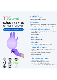 Găng Tay Cao Su Y Tế Size S Không Bột Nitrile TTGLOVES Màu Tím (100 Chiếc)