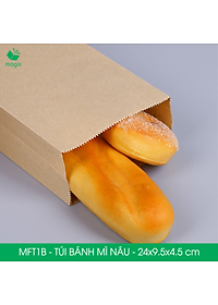 MFT1B - 24x9.5x4.5 cm - 100 Túi giấy bánh mì nâu