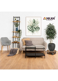 Đế Lót Chậu Cây Có Bánh Xe ANKAN - Hình Tròn D30cm, Gỗ Tràm Bông Cao Cấp, Chịu Tải 120kg (Màu Xám Đen)