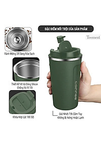 Cốc Giữ Nhiệt Coffeeholic Inox 304 Dung Tích 510ml Cao Cấp Kiểu Dáng Hàn Quốc Cầm Tay Sang Trọng- Hàng Chính Hãng