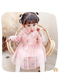 Váy sinh nhật, chụp ảnh kỉ niệm cho bé gái, đầm Hanbok cao cấp, chất ren thoáng đẹp mềm mại, dễ chịu với làn da bé, thêu nổi sang chảnh | MV09