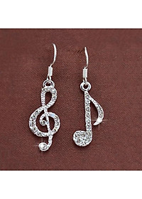 Khuyên tai hình nốt nhạc đính đá lấp lánh phong cách Hàn Quốc