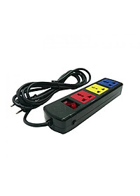 Ổ cắm kéo dài đa năng màu Đen công tắc 2 cực 3 ổ cắm 3 chấu có bảo vệ quá tải bằng CB Lioa 3DN2.52N
