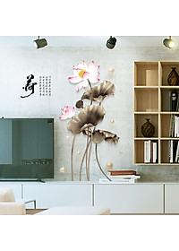 Decal dán tường Tranh dán tường Hoa Sen Xám SK9379