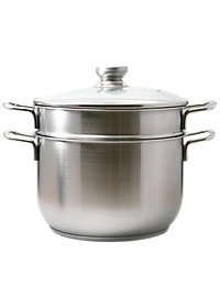 Bộ xửng hấp 3 đáy inox 430 FiveStar Standard  nắp kính size 26cm tặng 5 muỗng ăn