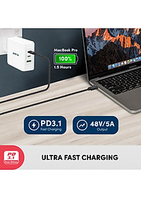 Dây sạc type-C to C PROLiNK GCC_240G3 dài 2m, sạc siêu tốc 240W chuẩn PD 3.1, truyền dữ liệu 40Gbps, xuất hình ảnh 8K Ultra HD - Hàng chính hãng