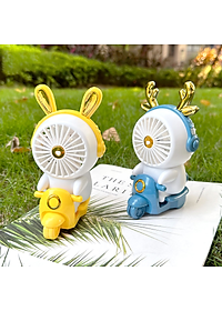 Quạt Cầm Tay Mini, Quạt Sạc Tích Điện Thỏ Lái Xe Xinh Xắn Teement, Có 2 Tốc Độ Gió ( Gió Mạnh, Gió Nhẹ), Dễ Thương Tránh Nóng Mùa Hè Cực Êm (Kèm Dây Sạc Usb)- Hàng Chính Hãng